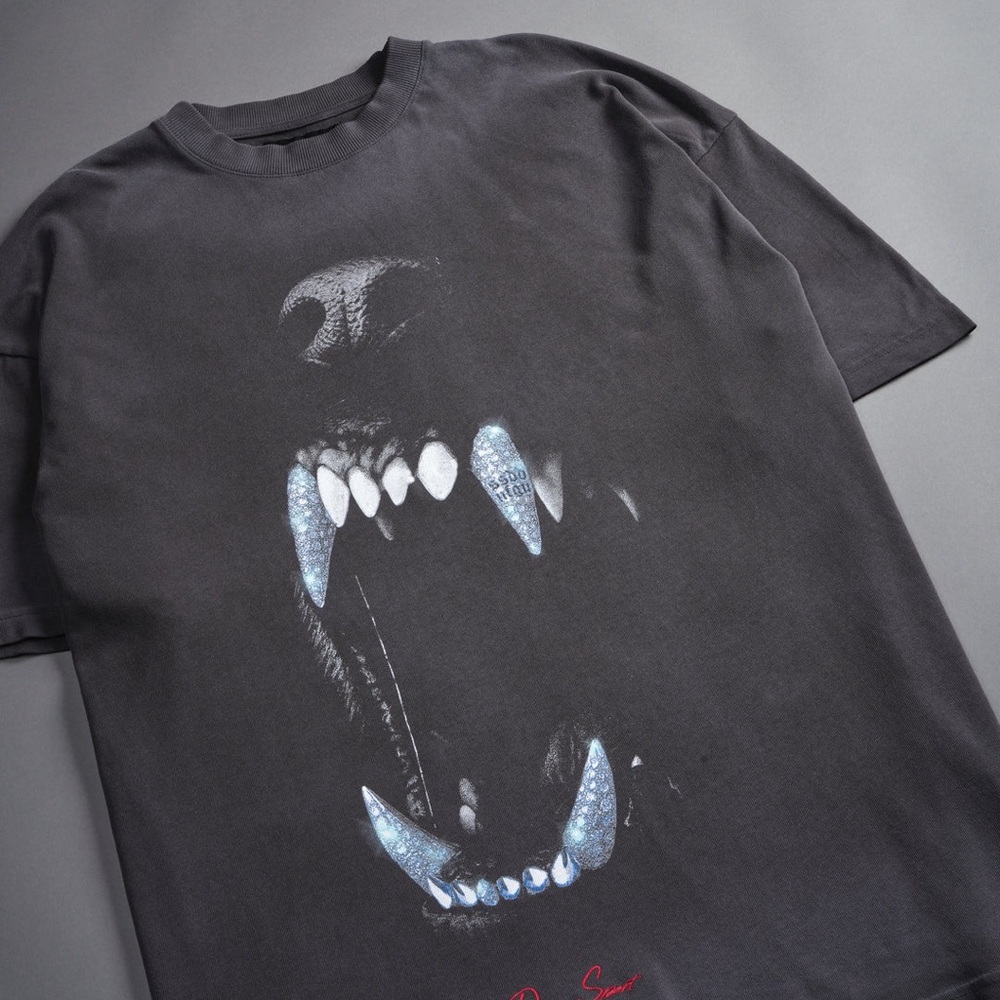 BLOOD THIRSTY FUTURE "PREMIUM" OVERSIZED TEE IN WOLF GRAY DRIFT WASH - Picture 5 of 7